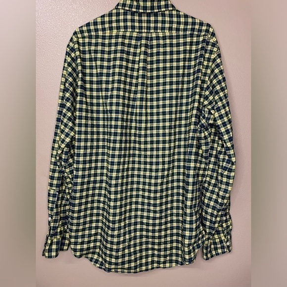 Ralph Lauren Polo Mens Formal Shirt Yellow Blue Plaid Size XL - Picture 2 of 4